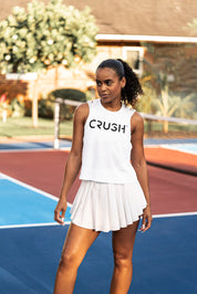 CRUSH Black Logo White Crop Tank (women's)