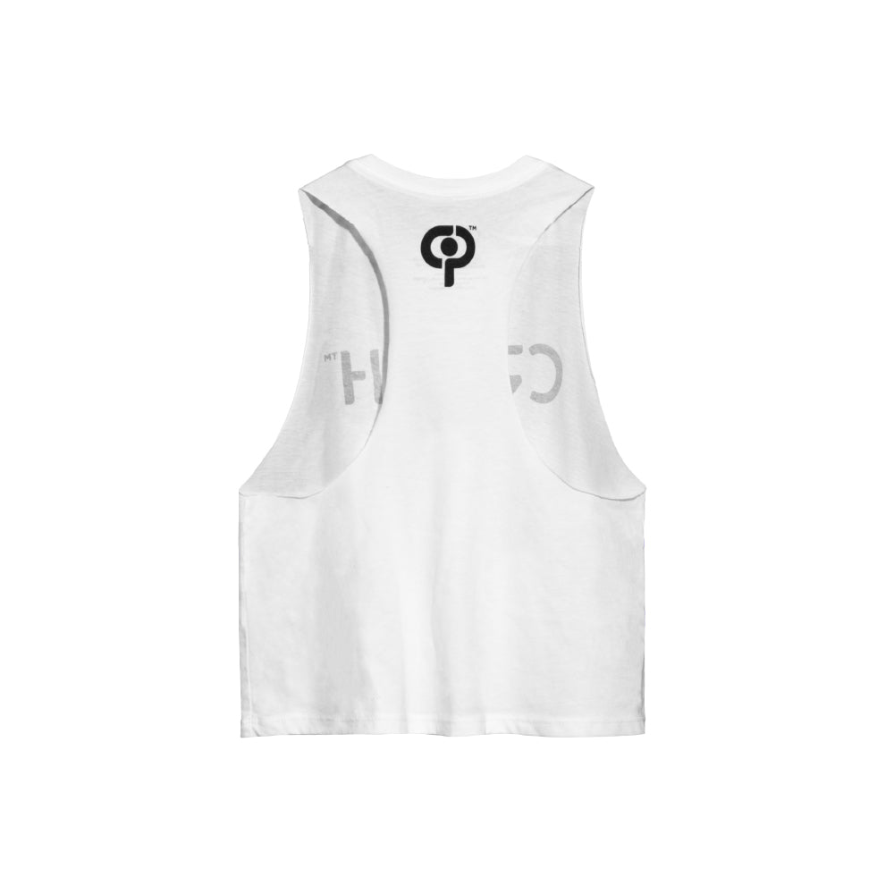 CRUSH Black Logo White Crop Tank (women's)