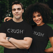 CRUSH Camo Grey Logo Black Short Sleeved T-Shirt (unisex)